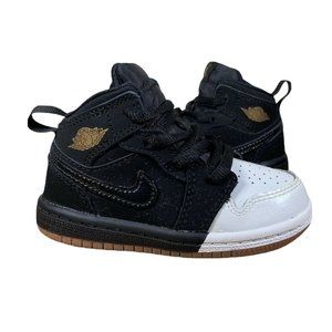 Nike Air Jordan I 1 Mid Black White Dipped Toe 644